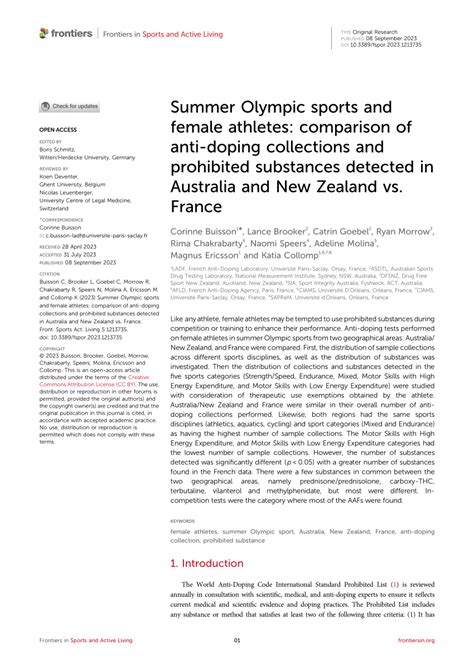 Pdf Summer Olympic Sports And Female Athletes Comparison Of Anti
