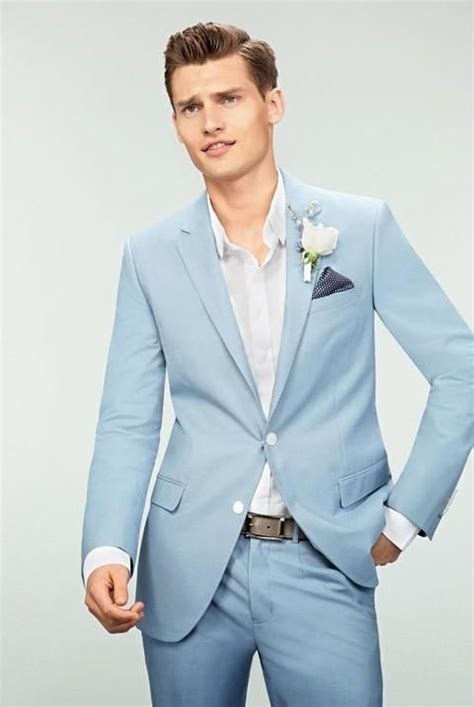 Wedding suits dark blue 2017 custom made suit business mens tuxedo for 2017 summer dress slim fit groom wear #menssuits. Wedding Suits For Men Light Blue Grooms Tuxedos Notched ...