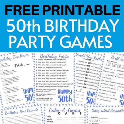 50th Birthday Games Free Printable