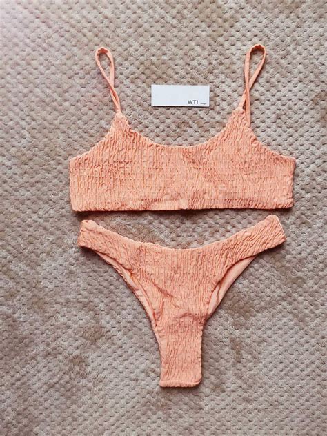 Ruched Brazilian String Bikini High Rise Wti Design Cute Swimsuits