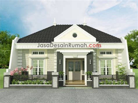 Klasik dan elegan dengan eksterior berwarna putih. Konsep Tampak Rumah Klasik @ Jasa Desain Rumah