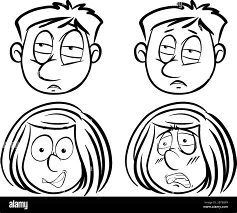 Human Faces With Different Facial Expressions Illustration Stock Vector