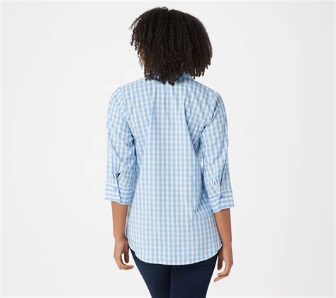 As Is Joan Rivers Perfect Gingham Shirt With 34 Sleeves