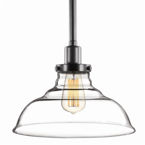 Industrial pendant light with 3 black lamp shades of 25cm myplanetled. Brilliant 33.5cm Milton Clear Glass Pendant Light Shade ...