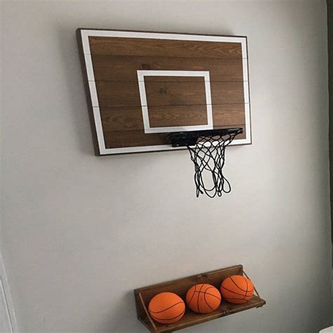 Wood Basketball Hoop Wall Mount Gray And Brown Mini Goal Home Sports