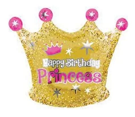 4 Globos Corona Princesas Dorado Met 18 Fiesta Cumpleaños Envío Gratis