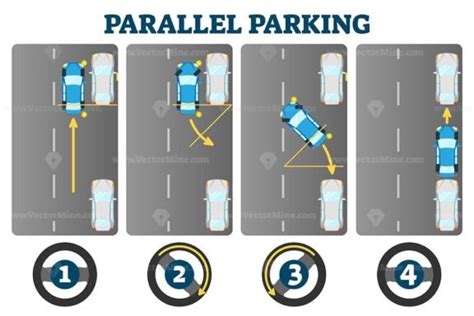 Parallel Parking Example Scheme Driving License Exam Guide Vector