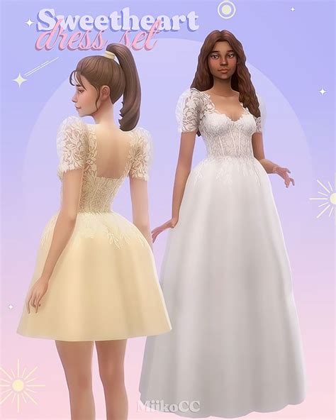 Sweetheart Dress Set Miiko On Patreon In 2022 Sims 4 Dresses Sims