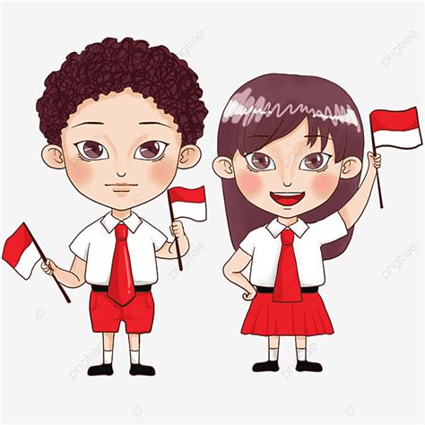 Anak Anak Indonesia Murid Gaya Kartun Lucu Indonesia Anak Siswa Png