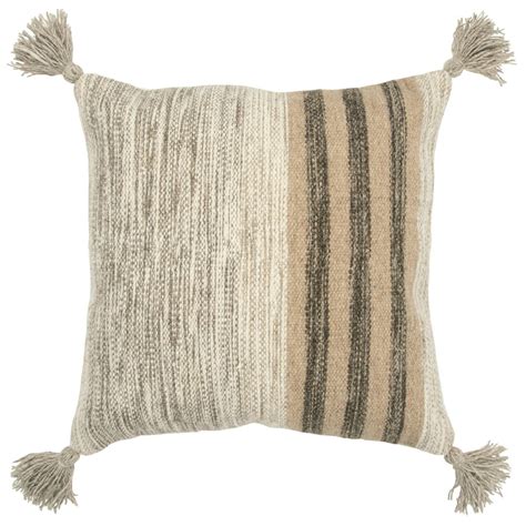 Rizzy Home Decorative Throw Pillow Cover Stripe 20x20 Natural