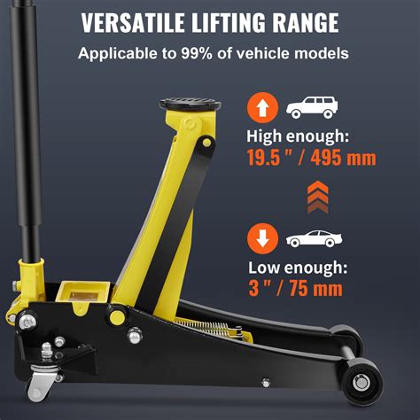 VEVOR Floor Jack, 3 Ton Low Profile Floor Jack, Heavy-duty Steel Racing