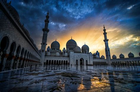 Download Architecture Sunset United Arab Emirates Abu Dhabi Mosque