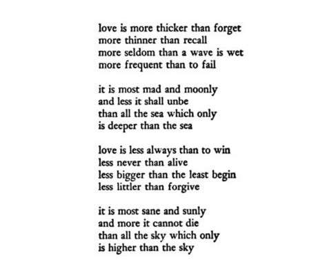 Ee Cummings Love Is More Thicker Than Forget From Complete Poems 1904 1962 Via