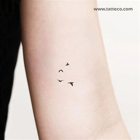 Minimalist Flying Birds Temporary Tattoo Set Of 3 Tatteco Small
