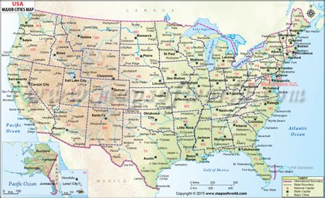 Usa Major Cities Map 750px