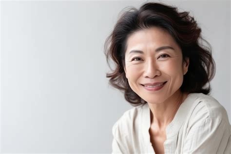 Premium Ai Image Portrait Of Beautiful Healthy Smiling Middle Aged Asian Woman Cross Arms On