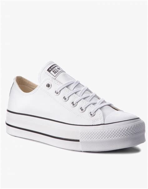 Converse All Star Platform Clean Leather Womens White Low Converse