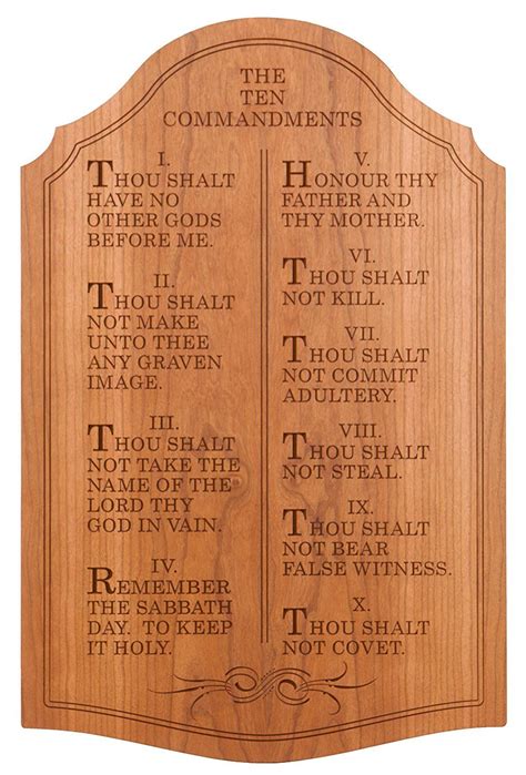 Lilymarie The Ten Commandments Laser Engraved Solid Cherry Wood