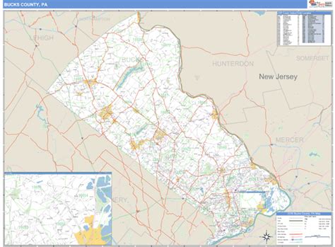 Bucks County Pennsylvania Zip Code Wall Map