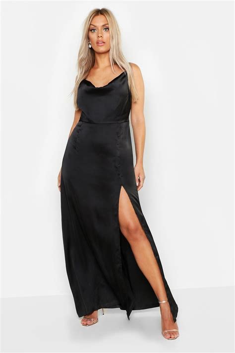 Plus Satin Cowl Neck Split Detail Maxi Dress Maxi Dress Women Dress Sale Dress