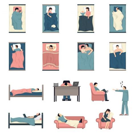 Download Sleeping People Flat Icons Set For Free Vector Illustration People Flat Design Icons