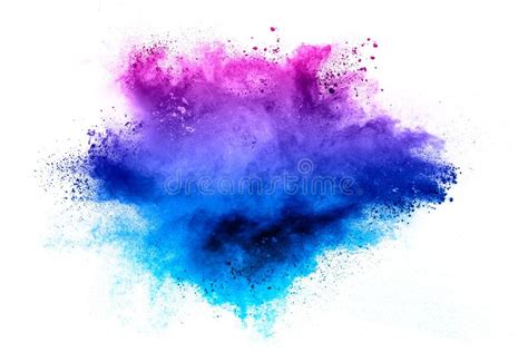 Blue Pink Color Powder Explosion On White Background Colored Dust