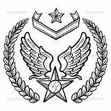 Air Force Insignia Military Coloring Sketch Pages Wings Eagle Vector Doodle Star Style Mustang Illustration Army Logo Rank Shutterstock Marine sketch template