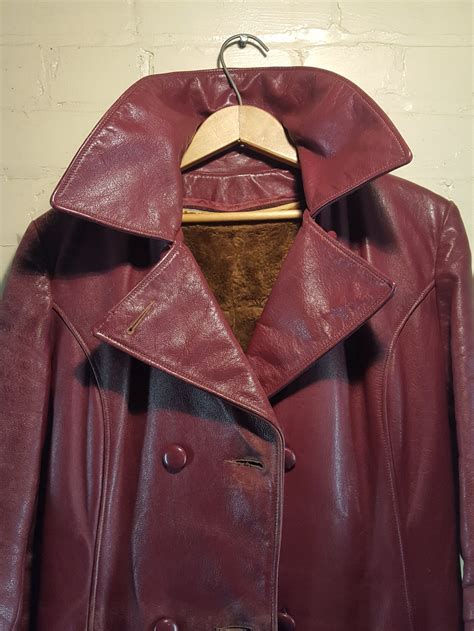 Oxblood Burgundy Leather Trench Coat Etsy