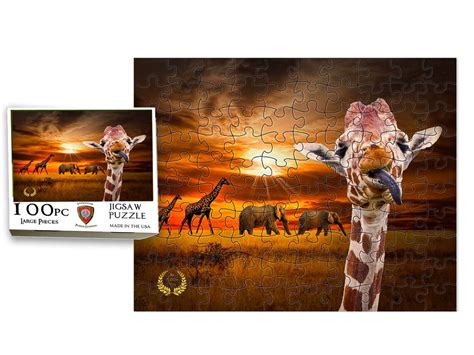 Jigsaw Puzzle 100 Pieces Large Pieces Puzzles For Seniors Giraffe