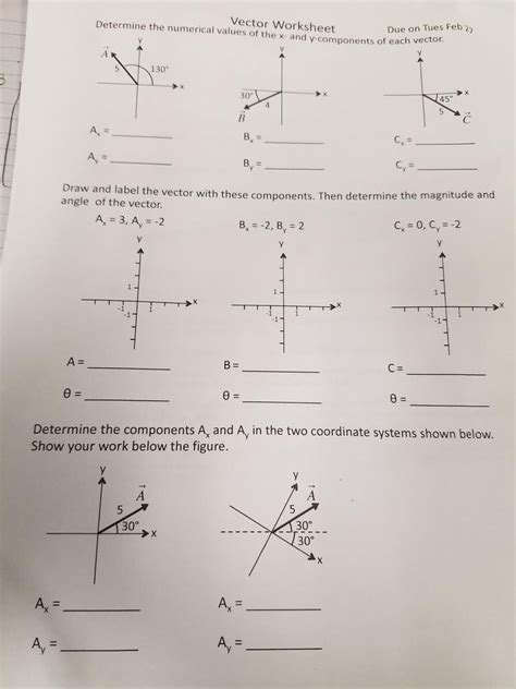 Break them up into their components. Solved: Vector Worksheet Determine The Numerical Values Of ...