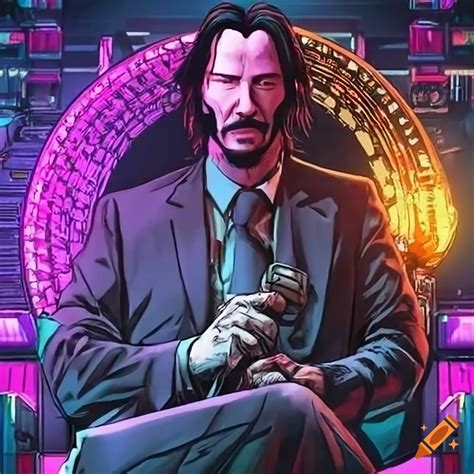 Cyberpunk Artwork Of Keanu Reeves With Bitcoin