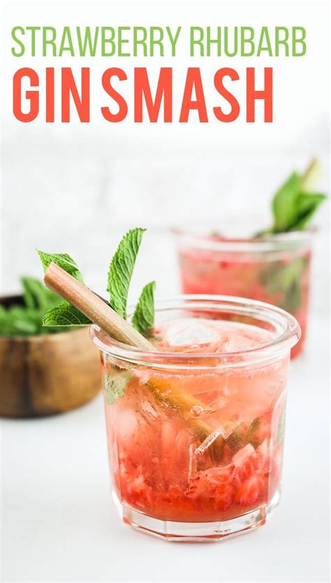 Strawberry Rhubarb Gin Smash From The Fitchen Recipe Rhubarb Gin