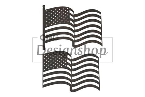 Two Wavy Usa Flag Dxf File For Cnc
