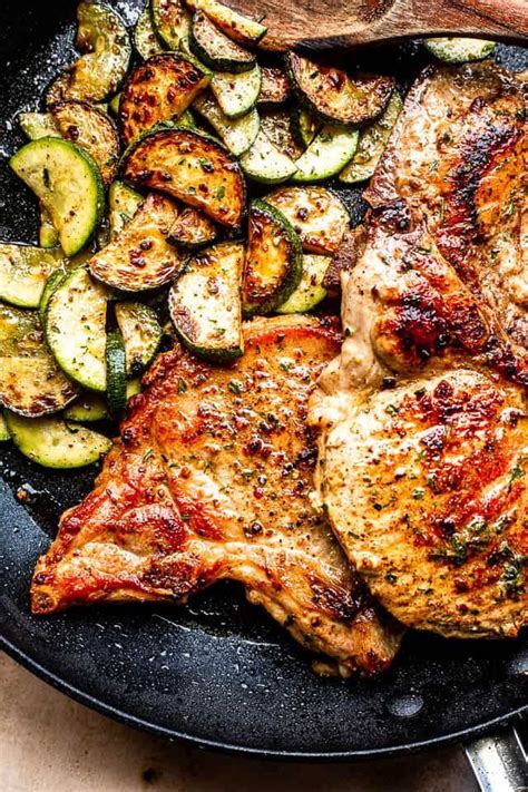 Add a little crushed garlic to crumb mix if you have garlic lovers!submitted by: Garlic Butter Fried Pork Chops with Zucchini {Low Carb ...