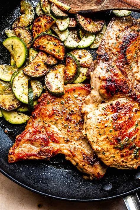 Arrange the haddock fillets on a baking sheet and brush with a tablespoon of olive oil. Garlic Butter Fried Pork Chops with Zucchini {Low Carb ...