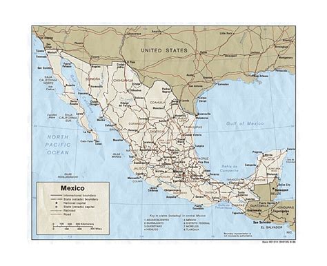 Large Detailed Old Administrative Map Of Mexico With Roads And Cities