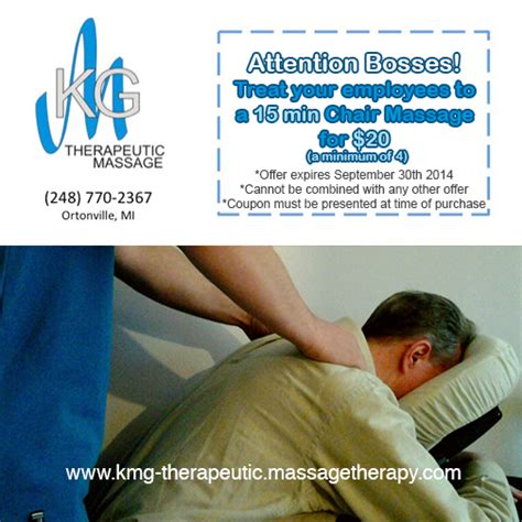 Attention Bosses Treat Your Employees To A 15 Minute Chair Massage From Kmg For Only 20 When