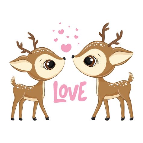 Cute Little Deers With Hearts Happy Valentines Day Clipart 3596716