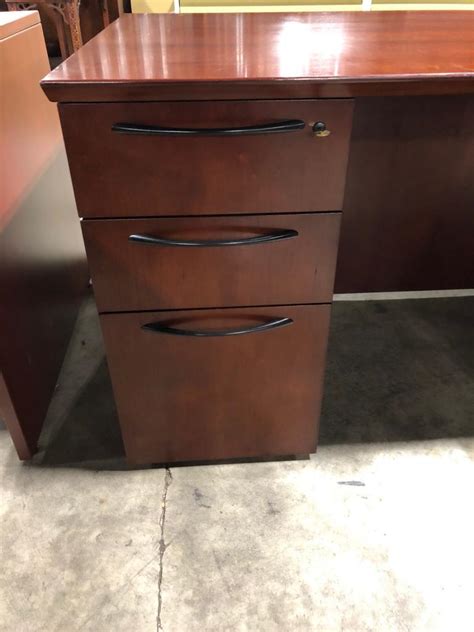 Used Office Desks Kimball Mahogany L Desk At Furniture Finders