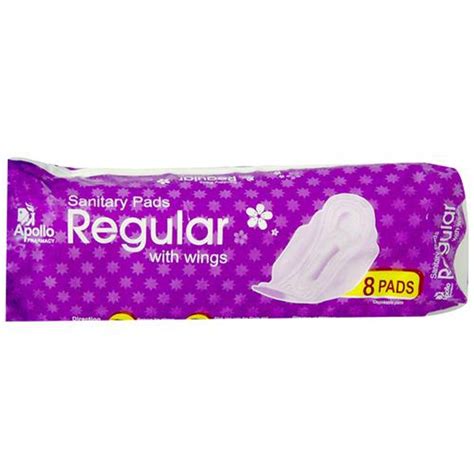 Buy Apollo Pharmacy Sanitary Pads Regular With Wings 8 Pcs Online At