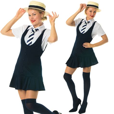 Ladies Sexy School Girl Fancy Dress Costume St Trinians Uniform Adult Uniform Ebay