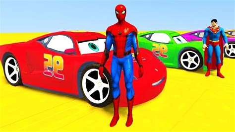 Colors For Children To Learn With Mcqueen Tow Vehicles 3d Spiderman For