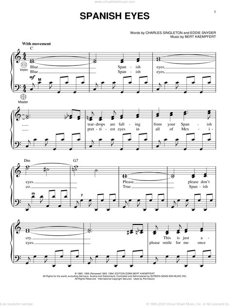Martino - Spanish Eyes sheet music for accordion (PDF)