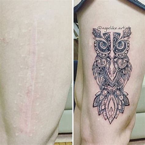 Cosmo pribadi penggemar detail tinta merah dalam desain kelinci kecil ini. Kreatif, 10 Potret Desain Tato Keren untuk Tutupi Bekas ...
