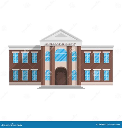 University Building In Flat Style Isolated On White Background Stock