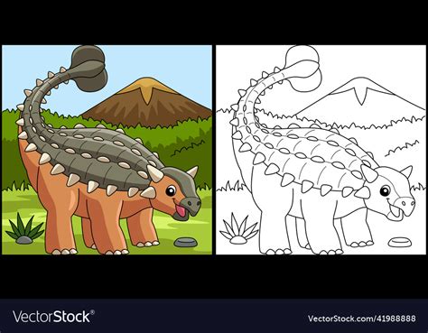 Ankylosaurus Dinosaur Coloring Page Royalty Free Vector