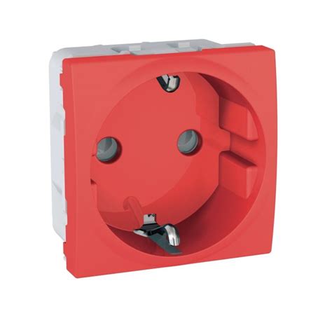 Unica 1 So 2pe Socket Outlet 16a With Shutters 2 Modules Redgila