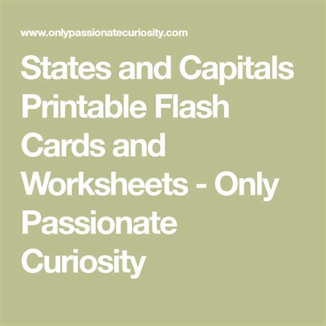 States And Capitals Printable Flash Cards And Worksheets Only