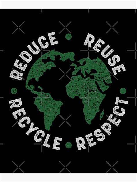 Reduce Reuse Recycle Respect Vintage Recycling Earth Day Poster For