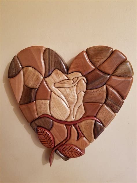 Intarsia Heart And Rose Intarsia Wood Intarsia Wood Patterns